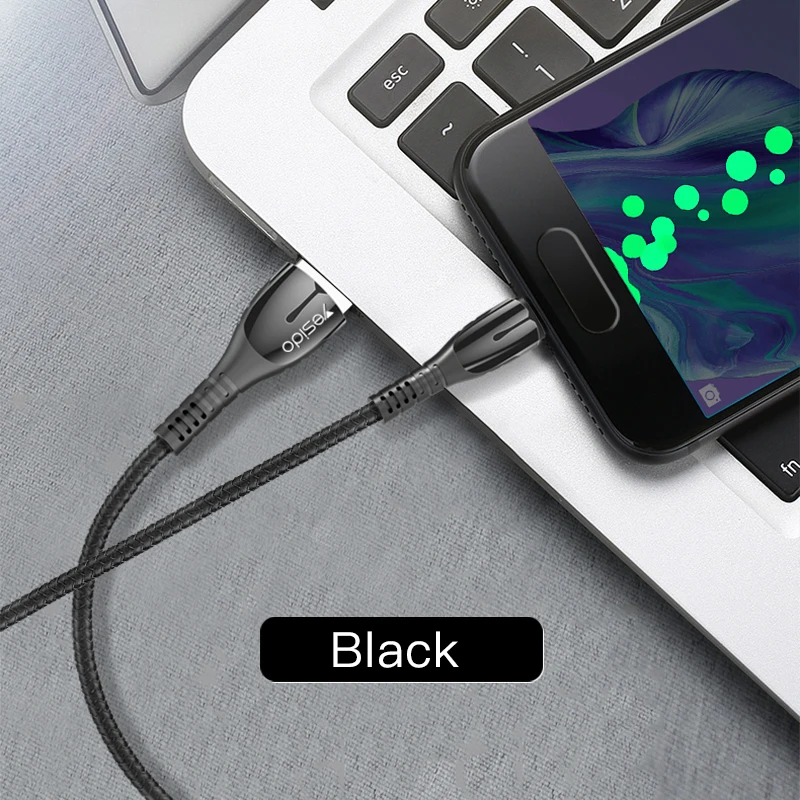 Черный Yesido CA45 5A быстрое зарядное устройство usb type C кабель для huawei mate 20 mate 20 Pro P20 samsung Supercharge Быстрая зарядка провод USB C кабель - Цвет: Черный