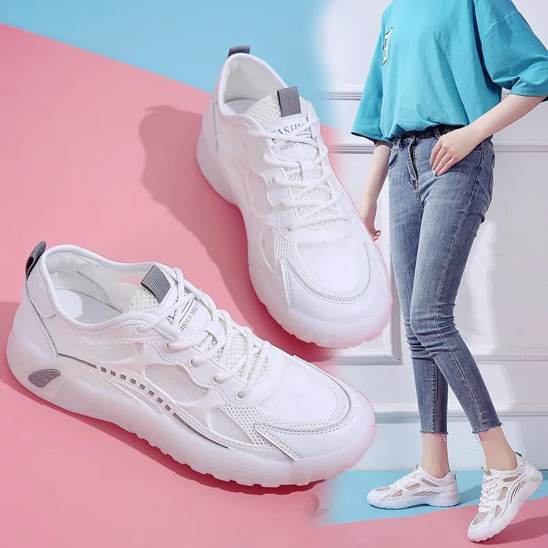 

2021 New Women's Shoes Summer Fashion Mesh Casual Sports Shoes Lightweight Dad Shoes Women Flats Breathable Mesh Shoes