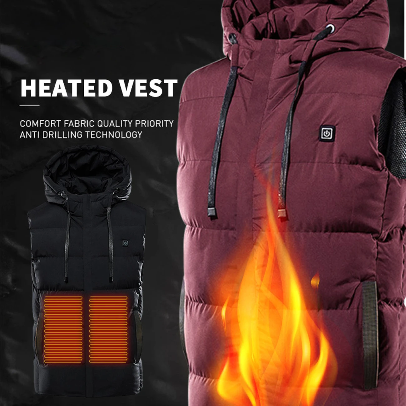 

2025 Heating Vest 7Area USB Charging Winter Jacket Electric Flexible Thermal Smart Heated Plush Vest For Men Outdoor Accessories