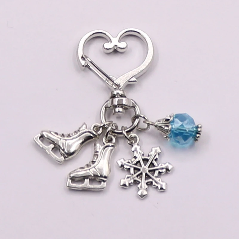 1pcs Pretty Ice Skates Snowflake Pendant Key Ring Skating Chain Keychain Jewelry For Winter Gift | Украшения и аксессуары