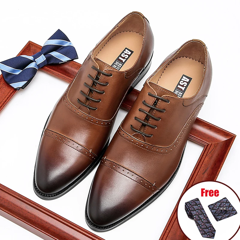Мужские туфли оксфорды Phenkang из натуральной кожи Wingtip Новое поступление