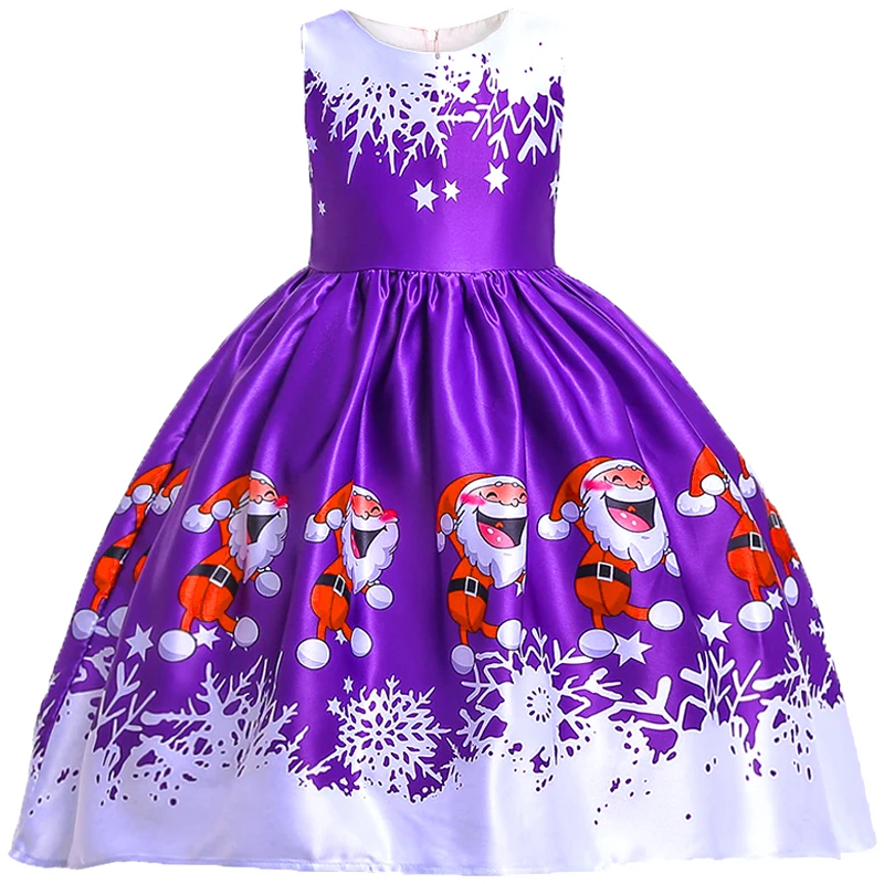 Праздвечерние чное платье для девочек с Санта-Клаусом снежинками бальное