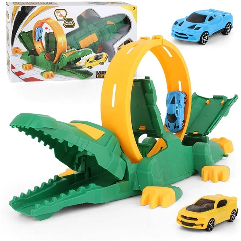 

Kid Diy Crocodile Catapult Rail Car Toy Puzzle Assembly Track 360 Degree Transmitter DIY Educational Alligator Race Toy Boy Gift