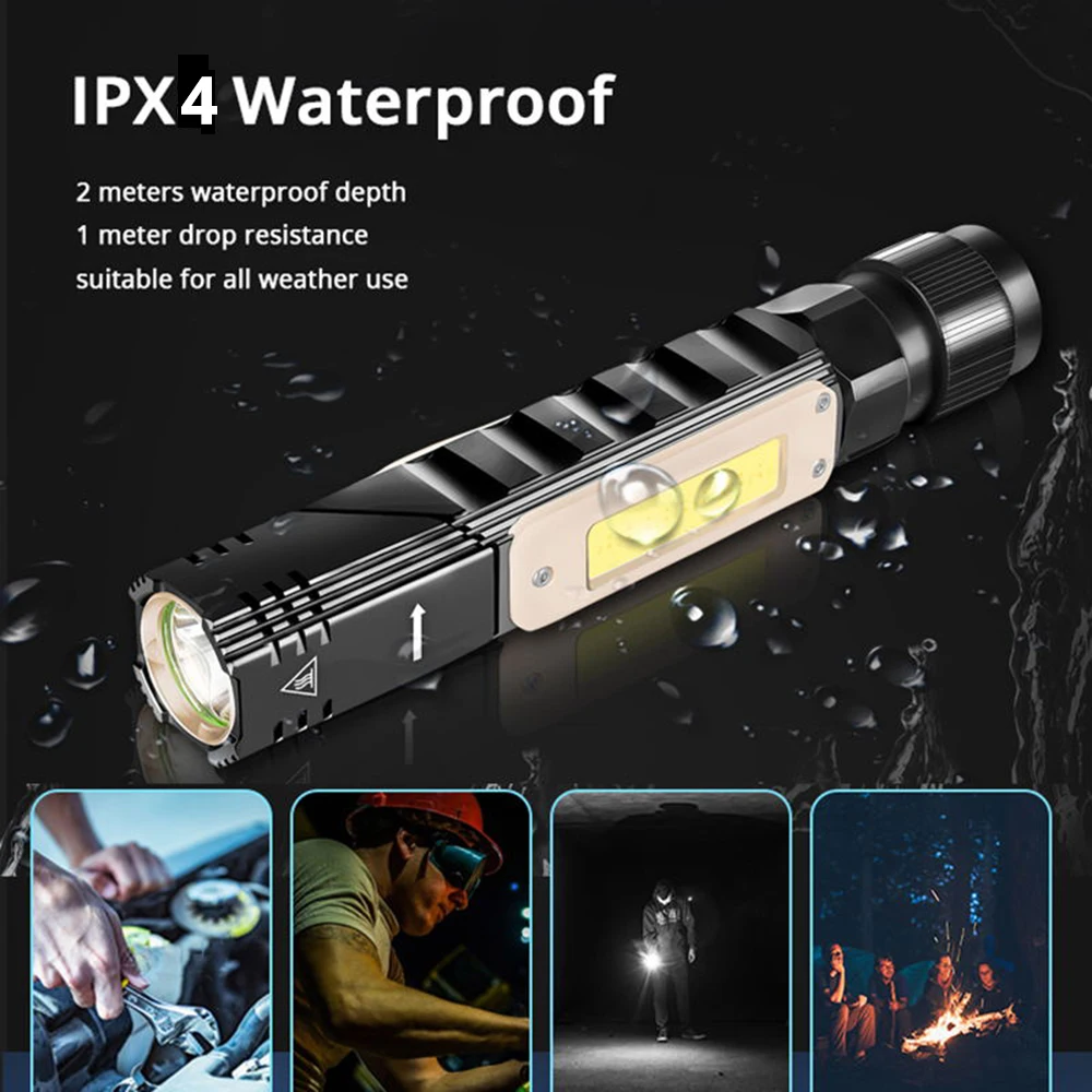 Многофункциональный светодиодный фонарик 5 Режим освещения USB перезаряжаемая Рабочая лампа Регулируемая лампа передние и задние сильные Магнитный факел