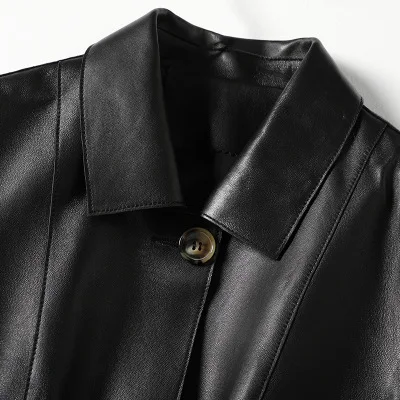 

2020 Women Spring Genuine Real Sheep Leather Jacket H25