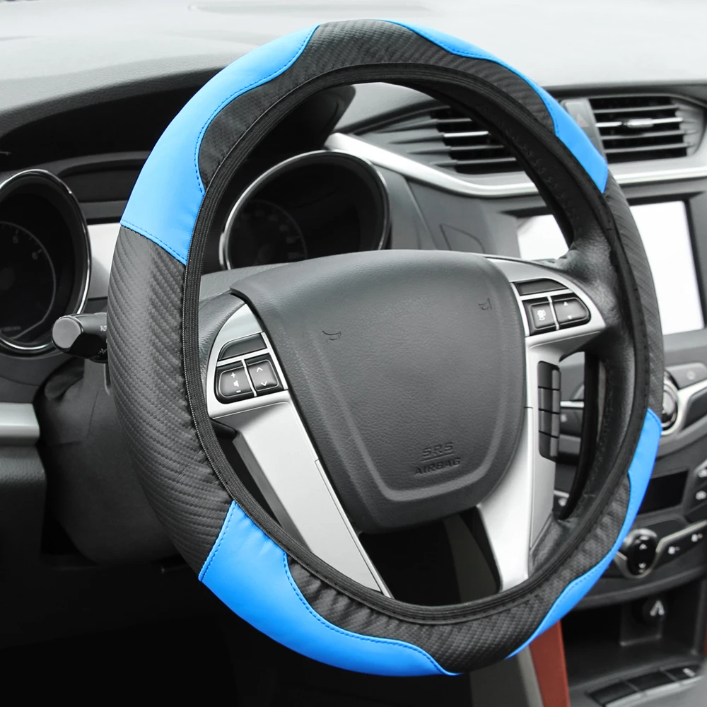 Чехол на руль из углеродного волокна для Ford Focus kuga Fiesta Ecosport Mondeo Skoda octavia Fabia Rapid Yeti|Дискодержатель| |