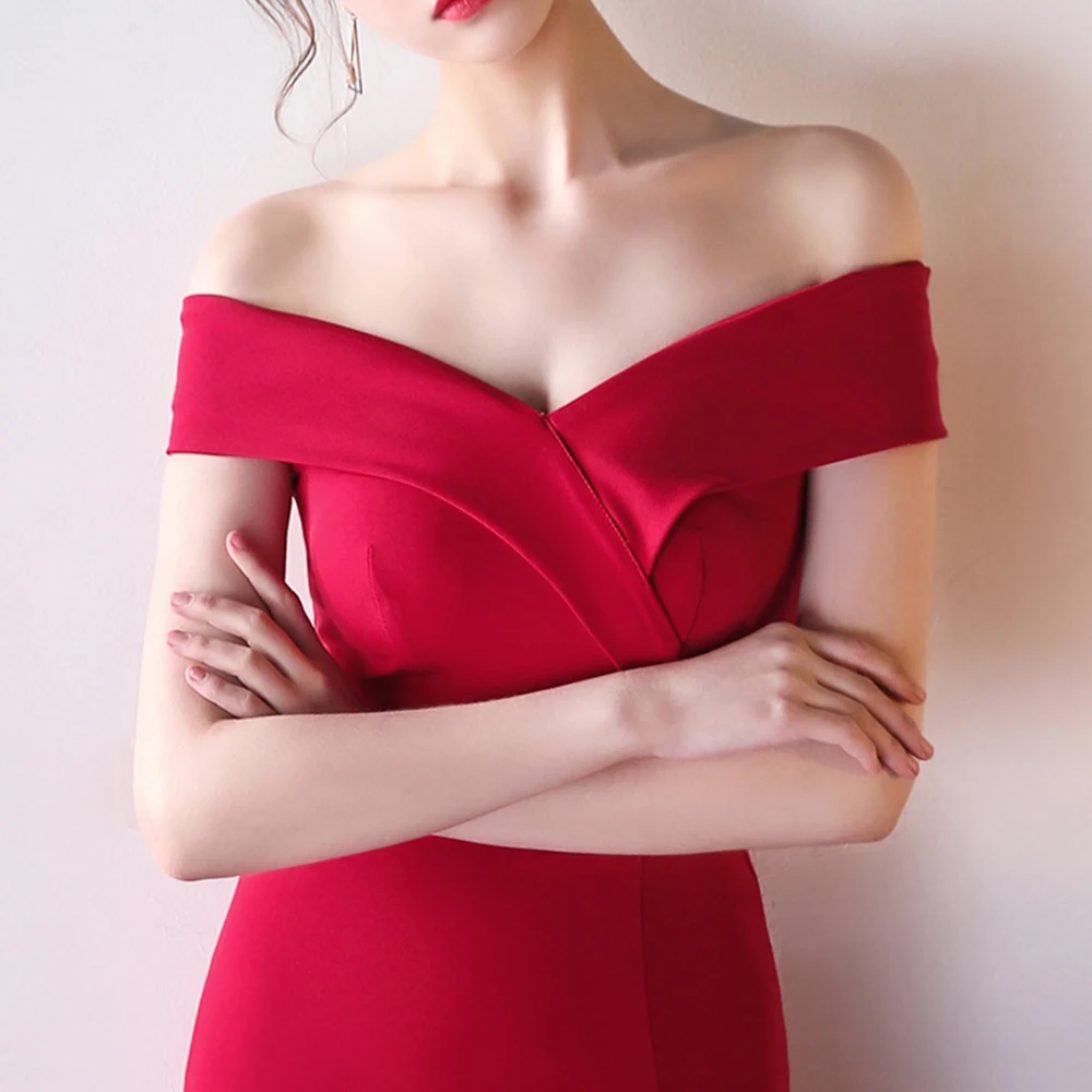 

Mermaid V-Neck Evening Dresses 2012 Sexy Off-shoulder Side Split Pown Gowns For Women Long Simple Elegant Wedding Party Gown