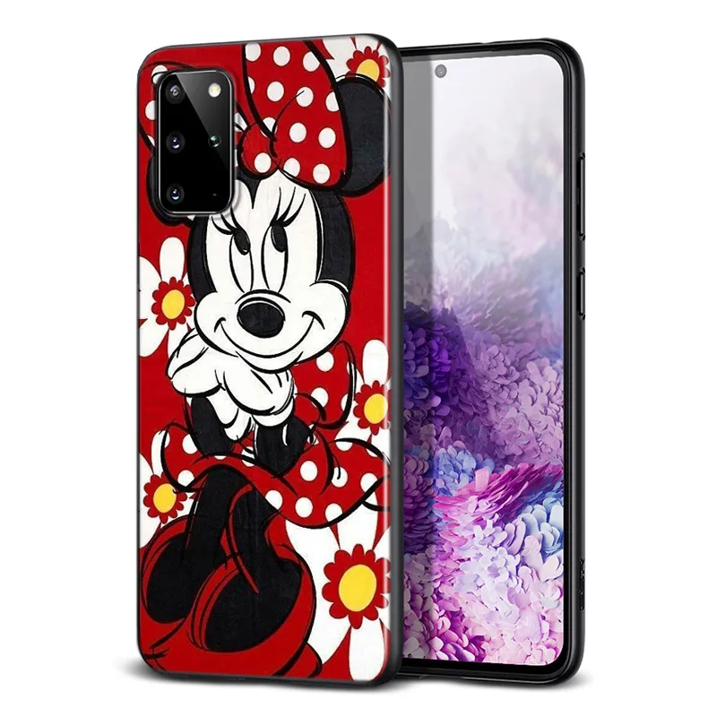 Black Cover Minnie Mouse For Samsung Galaxy A73 A33 A72 A71 A52 A51 A22 A12 A32 A21S 4G 5G Silicone Soft Black Phone Case
