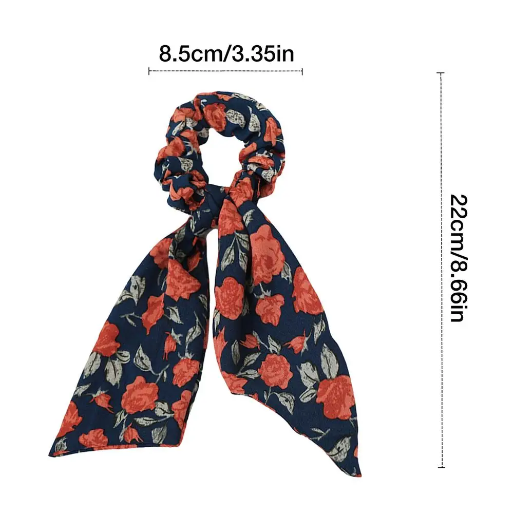 

Fashion Print Bow Scrunchies Hair Ribbon For Women Ponytail Scarf Sweet Satin Hair Band Girls Hair Ties Hair Accessories Gifts