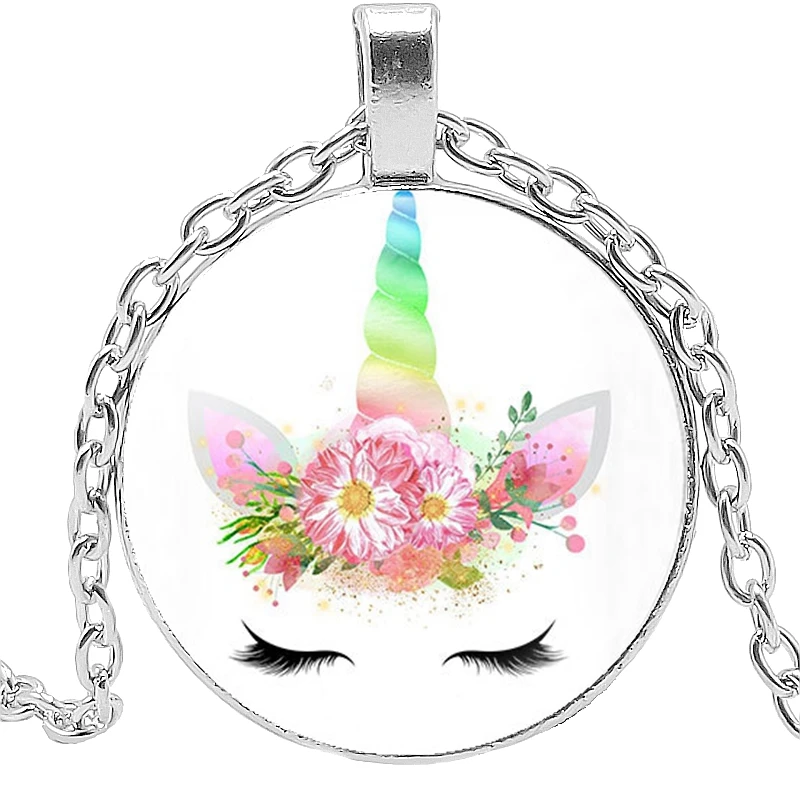 Модное Очаровательное ожерелье с кабошоном милым единорогом для детей и девочек