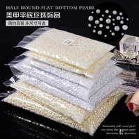 wholesale flat back offwhite white cream nail art pearls half round pearl for nailart decoration