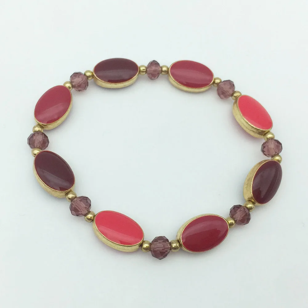 

Европейский и американский стиль Мода сплав покрытие эмаль Овальный шарик стрейч эластичный браслет для женщин подарок