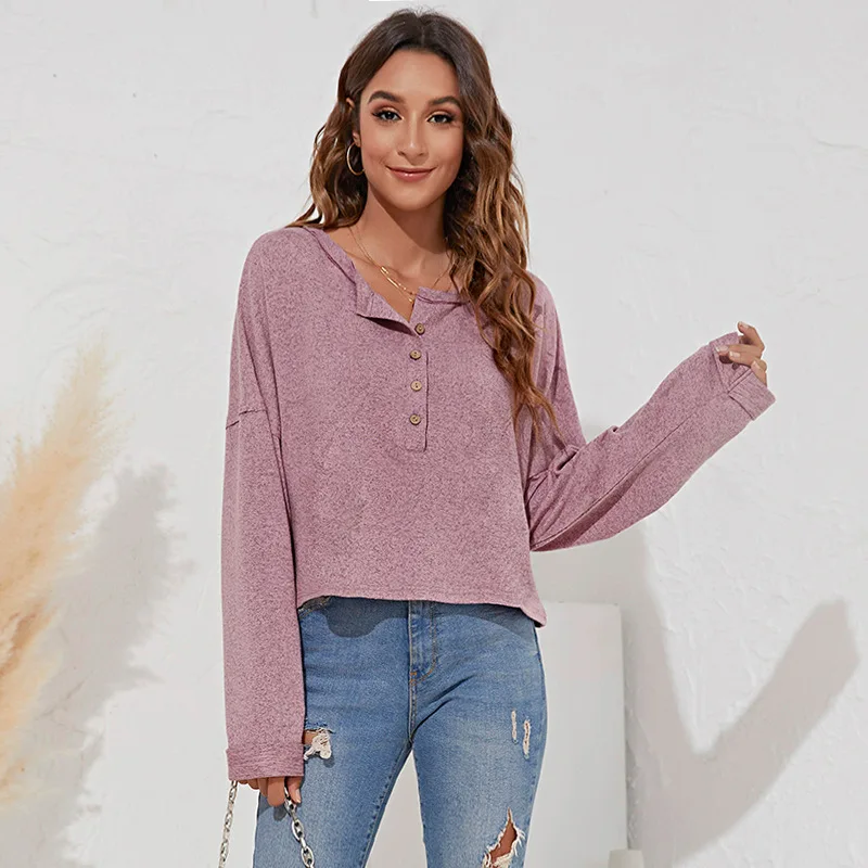 

Solid Color T-Shirt for Women Autumn Winter Long Sleeve Round Neck Base Top Tshirts Women Sexy Bottoming Loose Top Femme Tshirts