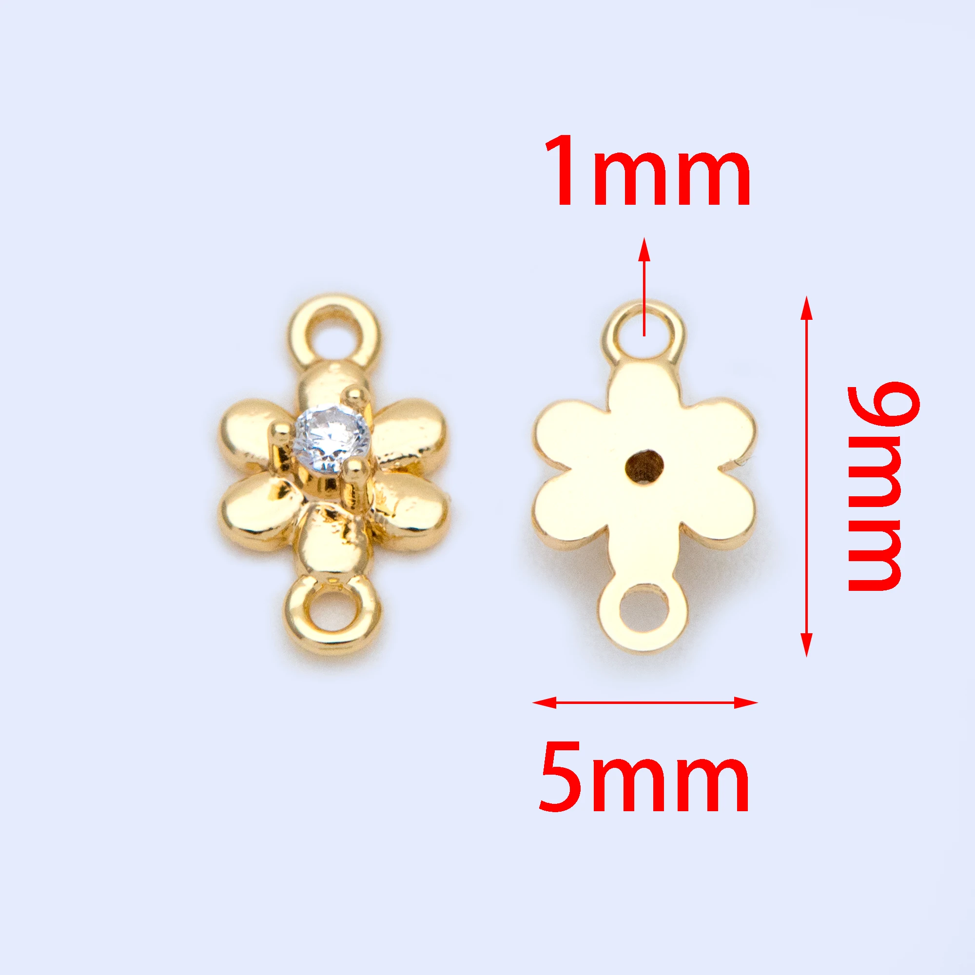 10 шт CZ выложены 18K позолоченные латунные цветы очаровательные разъемы 9x5 мм (GB-1150) |