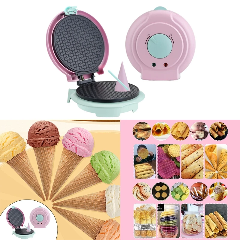 

Round Ice Cream Cone Crispy Egg Roll Machine Nonstick Electric Syrup Waffle Maker Baker Compact Fast Temperature Control