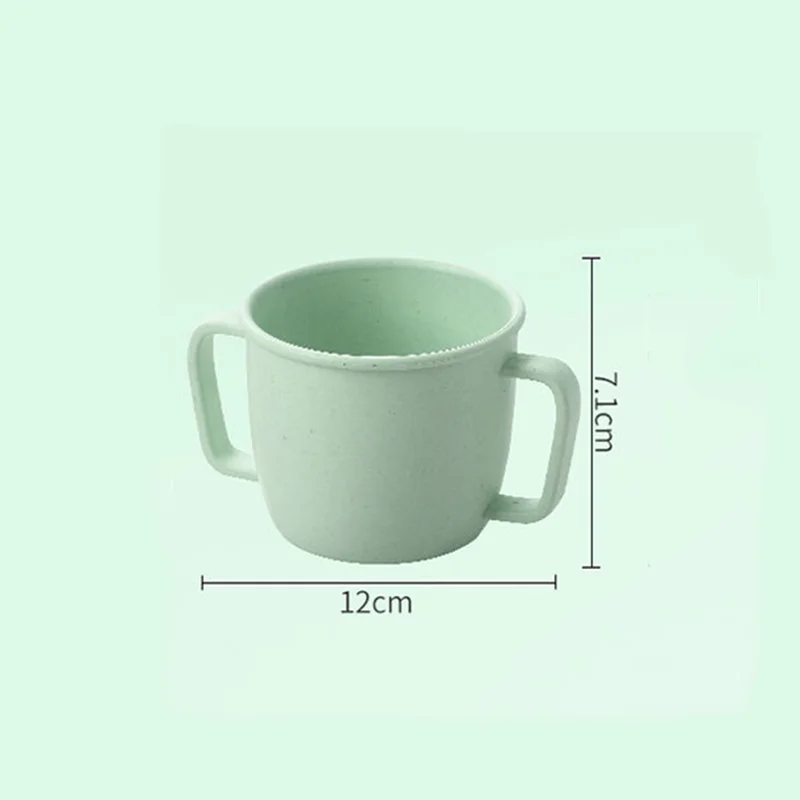 

Children's Milk Cup With Handle Bamboo Fiber Baby Cute Learning To Drink Cup Kids Drop-resistant Cup Kindergarten Drinking Cup