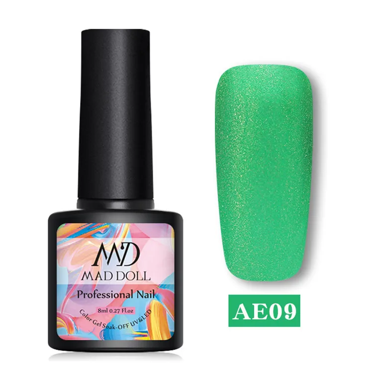 Matte9 MAD DOLL, 8 мл, блестящий гель, матовый лак для ногтей, розовое золото, блестящий лак, замочить от УФ-ногтей, Гель-лак - Цвет: Matte9