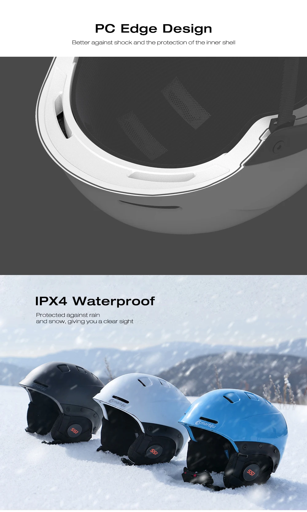 Smart4u лыжный велосипедный шлем с IPX4 Водонепроницаемая съемная подкладка велосипедный шлем Встроенная bluetooth-гарнитура