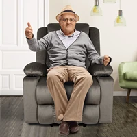 Dual Motor Electric Power Lift Chair Recliner for Elderly, Fabric with Remote Control, Cup Holders and 2 Side Pockets