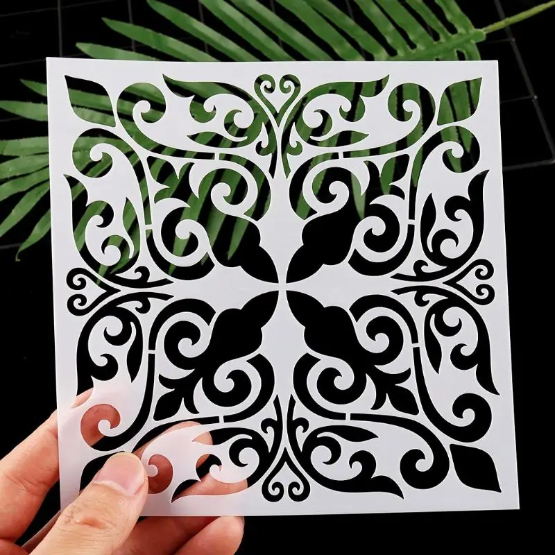 

OOTDTY 16pcs/set Mandala Stencil Drawing Template Ruler Stencils For Painting Board DIY Album Decor
