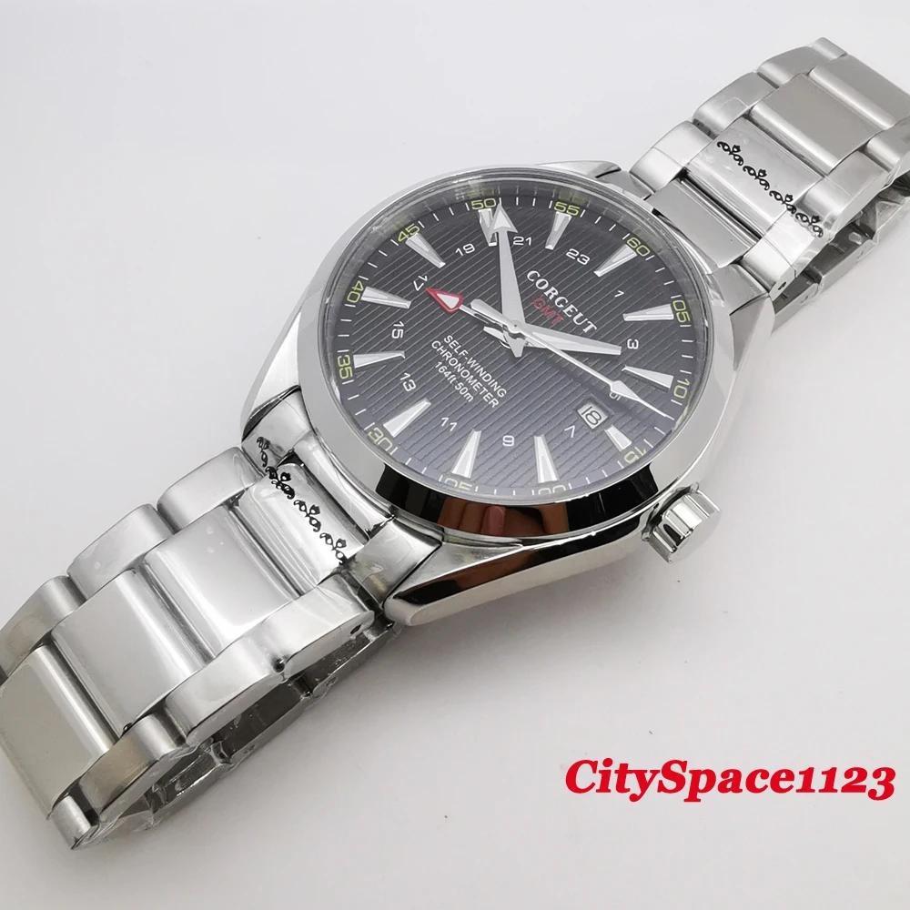 41 мм черный циферблат из нержавеющей стали GMT автоматический ход Мужские t