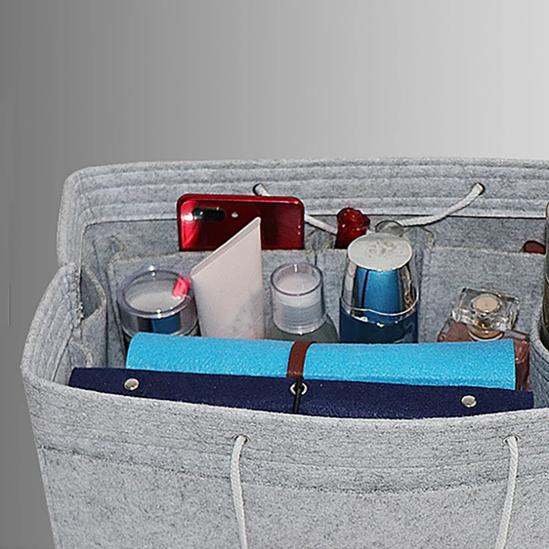 

Hot kf-Make Up Organizer Felt Insert Bag for Handbag Travel Inner Purse Girl Portable Cosmetic Bags Storage Bag Diaper Caddy