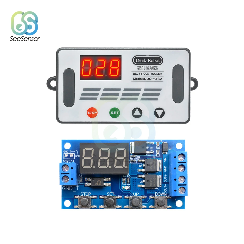 DDC-432 DC 12V 24V двойной МОП-светодиодный цифровой регулятор задержки Реле времени задержки цикл запуска переключатель модуль управления синхронизации