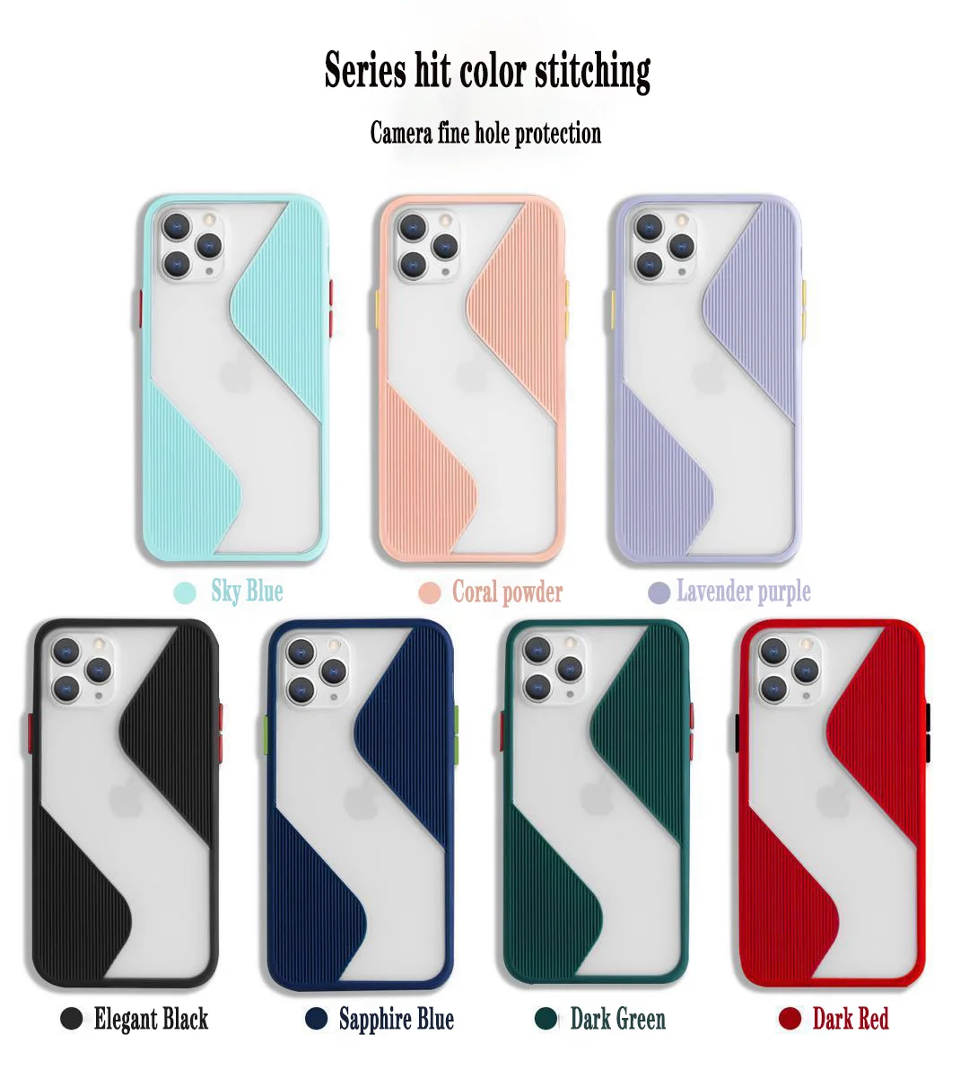 

Candy Shockproof Armor Translucent Phone Case For Iphone 11Pro Max SE2020 11 8 7 Plus Xs X XR High Quality Splice Silicone Cover