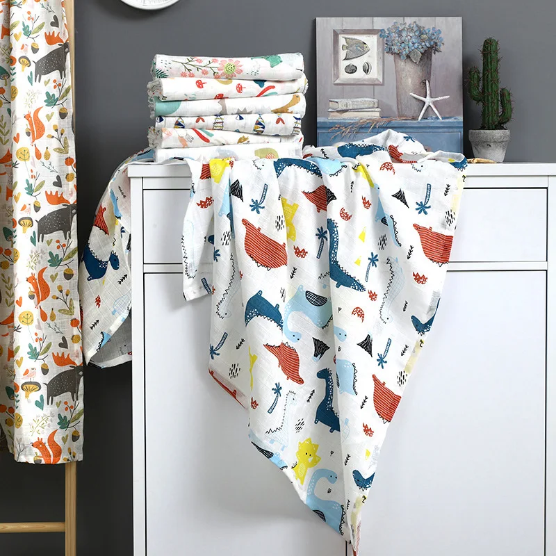 

Newborn Swaddle Blanket Baby Two Layer Muslin 100% Cotton 110*120cm Soft Newborn Bath Gauze Infant Wrap Sleepsack Stroller Cover