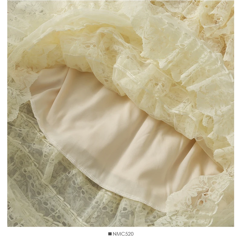 

Fashion Fairy Floral Tulle Skirt Women Romantic Elastic High Waist FZ243 Mesh Yellow White Balck Long Lace Skirts Female