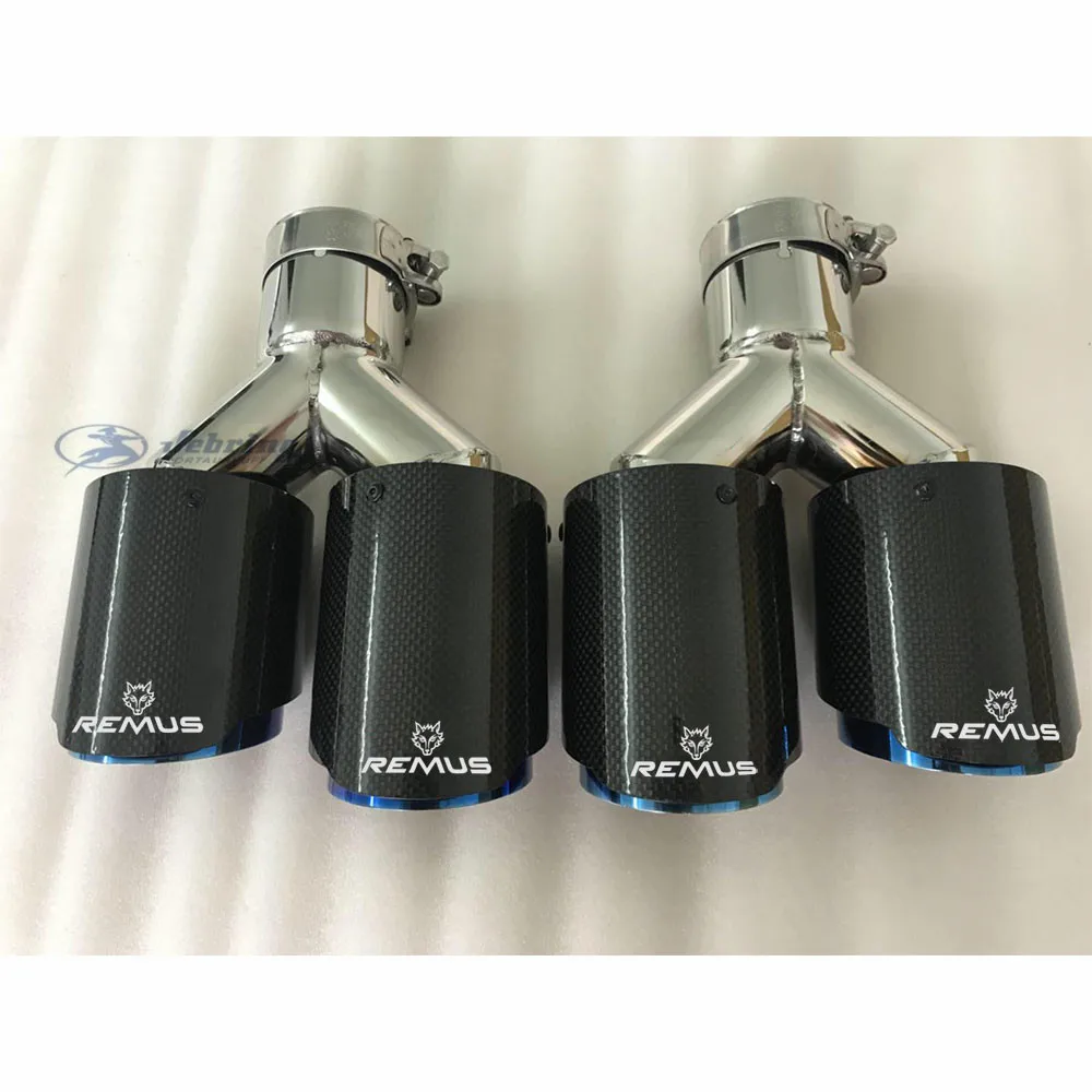 

2PCS left and right Car Modification REMUS FOR mk7 Universal Dual blue Automobile exhaust pipe Muffler tip 3 Series w222 e70