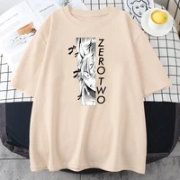 camiseta feminina estampa de desenho animado zero two camiseta feminina larga de manga curta para o ver%c3%a3o gola redonda de