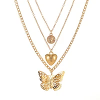 modyle butterfly statement necklaces pendants woman chokers collar water wave chain 24k yellow gold filled chunky jewelry