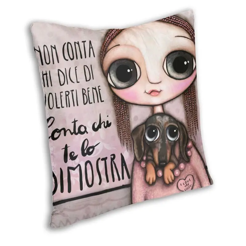 Классные милые девушки и весёлые таксы подушка в виде щенка декоративная