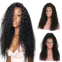 180 density black afro kinky curly synthetic 13x4 lace front wigs for women with baby hair preplucked glueless fiber hair wig