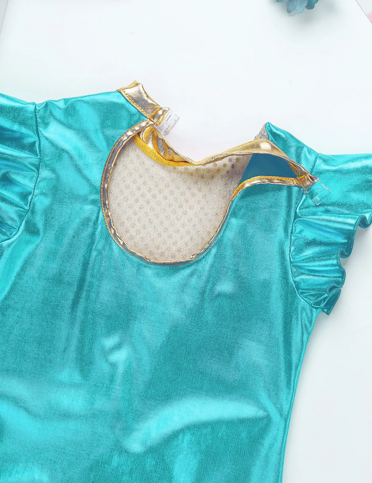 Kids Girls Short Flutter Sleeves Metallic Sparkly Sequins Ballet Gymnastics Leotard Jumpsuit Showman Performance Dance Costume |