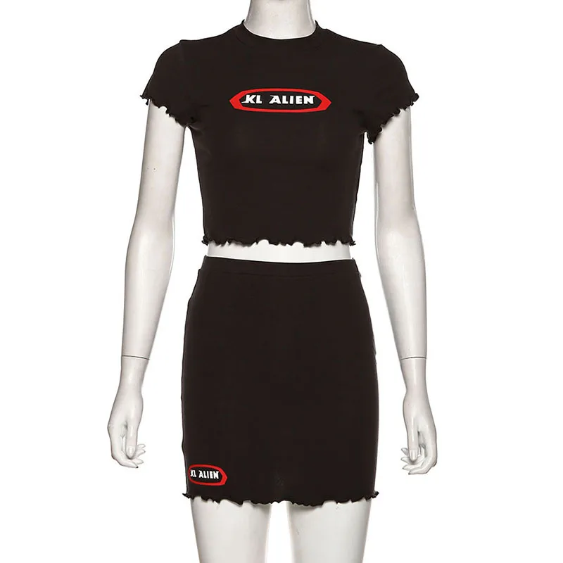 

2021 new spring fashion printed crop top and skirt two-piece suit women