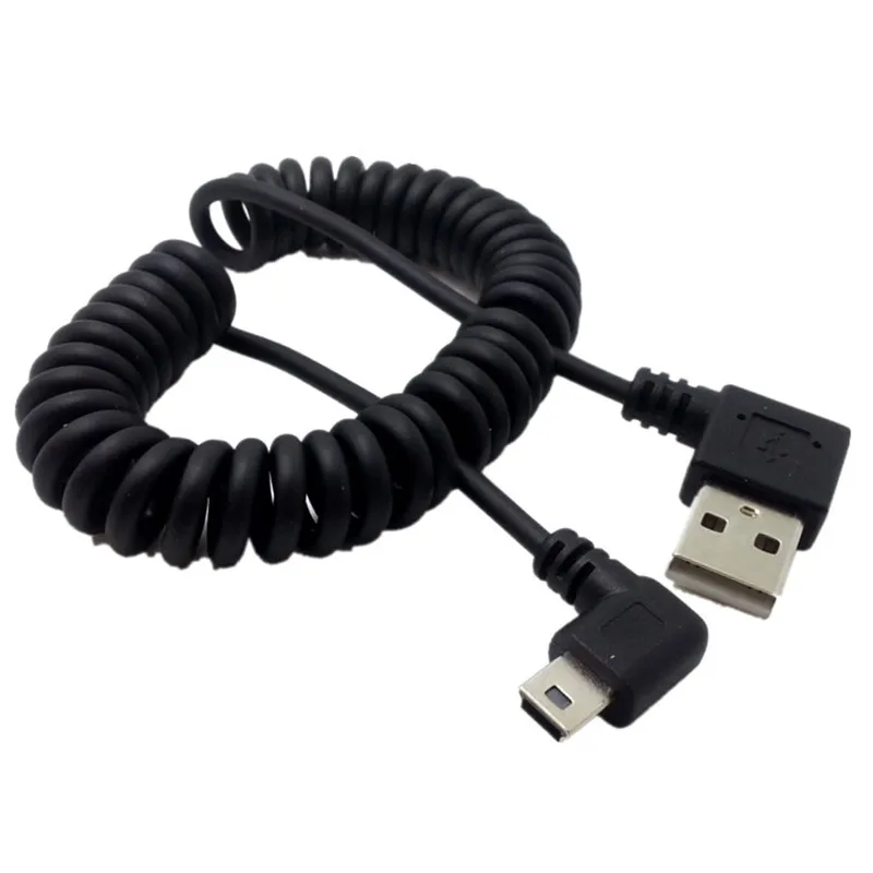 

Пружинный кабель USB 2.0 Type A, Прямоугольный штекер-мини USB, 90 градусов, зарядка данных для планшета