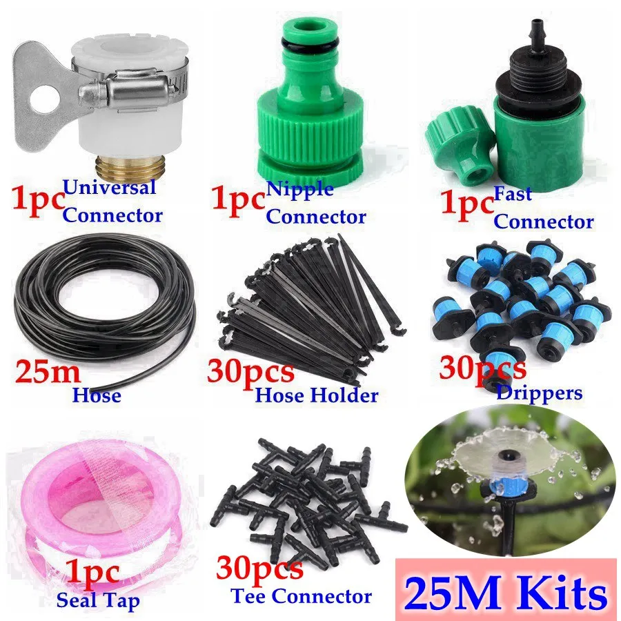 25m Kits 40 м~ 5 м домашний садовый точечный полив система наборы автоматический микро набор для орошения DIY садовая система полива разбрызгиватели для фонтана - Цвет: 25m Kits