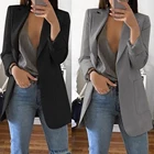 Осенняя мода пиджак Женское пальто в повседневном стиле из новой фигурный воротник с длинными рукавами и карманами Рабочий костюм пальто офисные женские сплошные блейзеры размера плюс