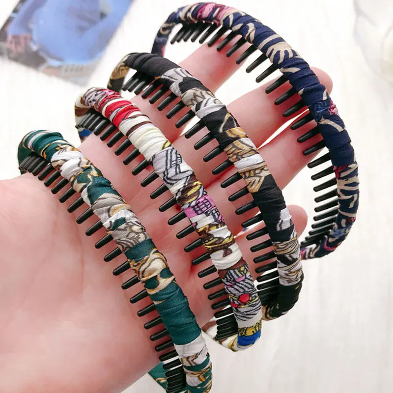 Ободок для волос Однотонный женский модная тканевая повязка на голову с зубцами