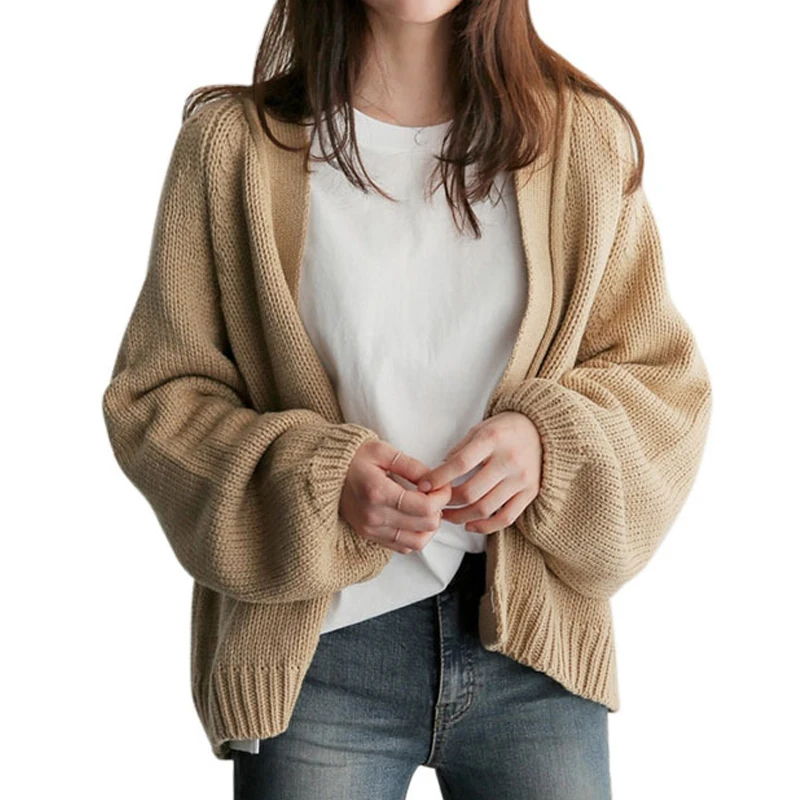 

Womens Loose Sweater Cardigan Women Coat Solid Knitting Outwear Autumn Winter Casual Open Front Coat Female Knitted Cardigan