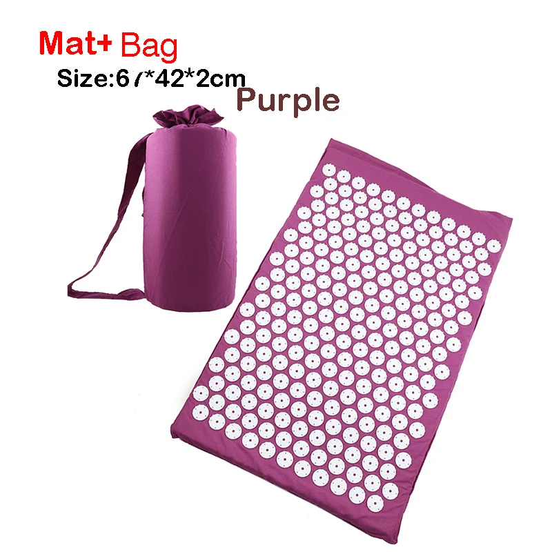 Purple mat with bag Снятие Стресса боль Массажер для йоги коврик естественное облегчение стресс напряжение массаж тела Подушка акупрессура коврик - Цвет: Purple mat with bag