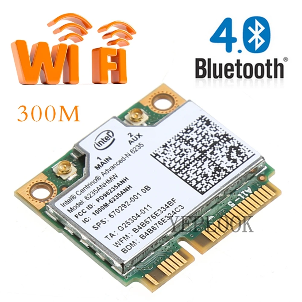 Intel 6235AN 6235ANHMW 300 Мбит/с двухдиапазонный 2 4G/5 ГГц Bluetooth 4 0 Mini PCI-E Wi-Fi карта 05K9GJ |