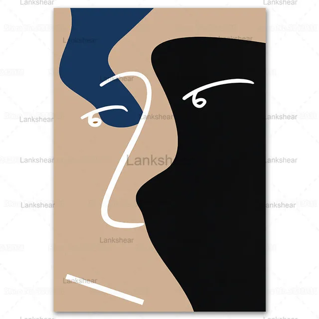 Постер в скандинавском стиле с изображением девушки и лица простая линия холст