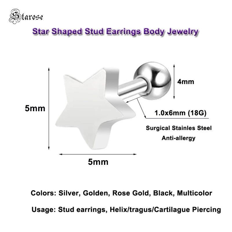 Серьги-гвоздики Starose Для Пирсинга Ушей женские ювелирные украшения для ушей со