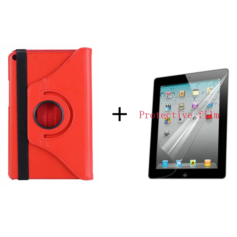 red and film Вращающийся на 360 из искусственной кожи чехол для huawei MediaPad T3 8,0 Honor Play Pad 2 KOB-L09 KOB-W09 чехол для планшета huawei T3 8,0+ пленка - Цвет: red and film
