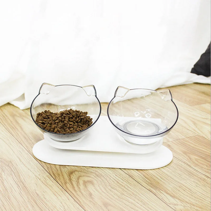 Нескользящие чаши для кошек двойные с поднятой подставкой миски еды и воды чаша