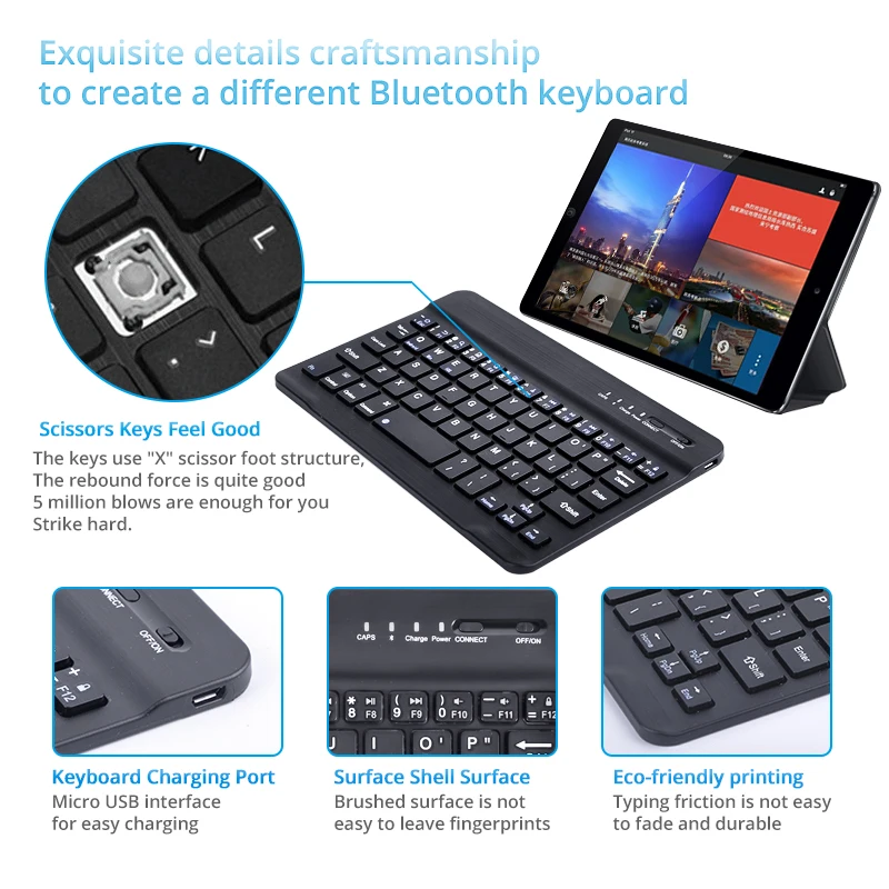 Мини Bluetooth клавиатура ANKNDO для планшетов Ipad Xiaomi беспроводная Apple Android Windows