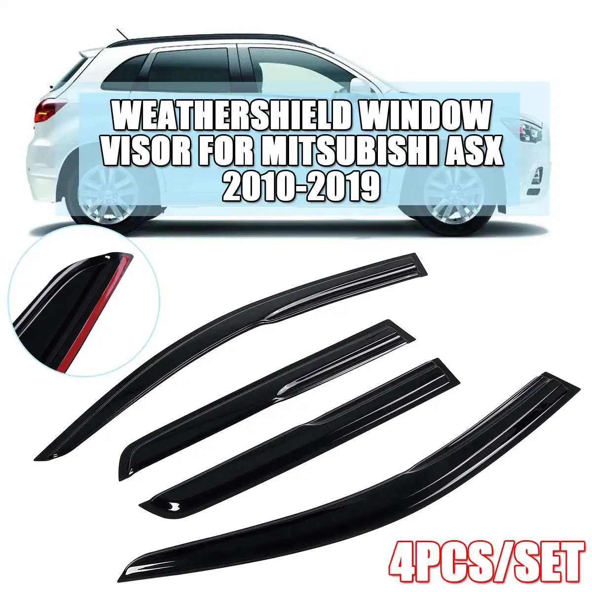 4 шт. непромокаемое окно козырек от ветра для Mitsubishi ASX 2010 2019 Black|Навесы и укрытия| |